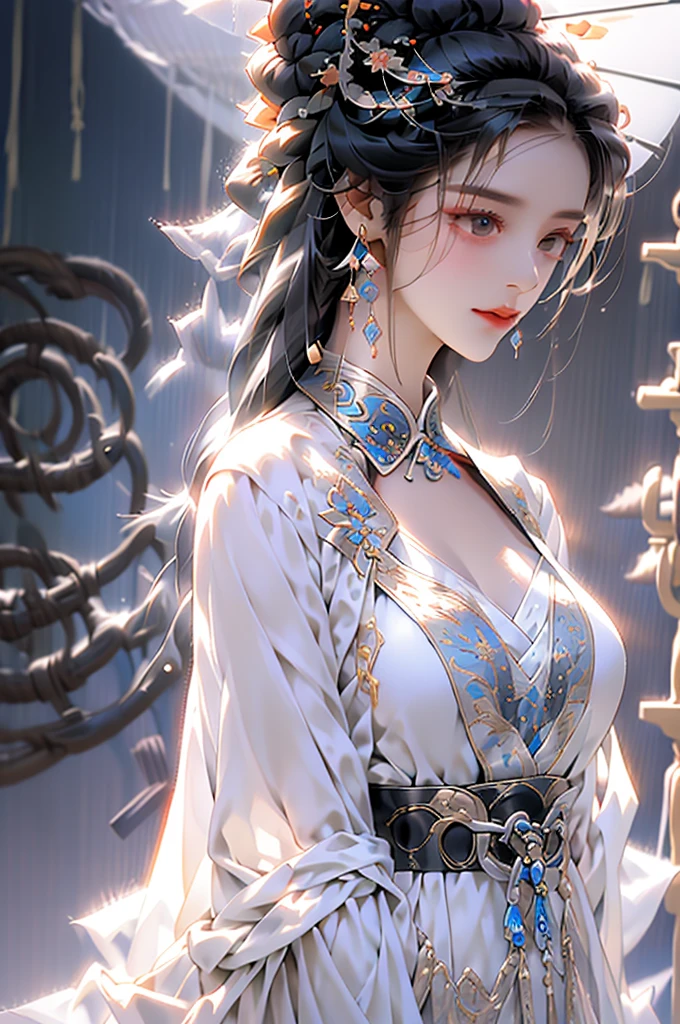 Black Hair, Immortal, Beauty, Royal sister, Stepmother, White Taoist robe, Phoenix Coronet, Hair Bunch