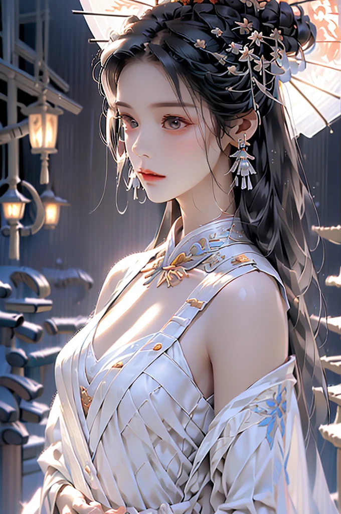 Black Hair, Immortal, Beauty, Royal sister, Stepmother, White Taoist robe, Phoenix Coronet, Hair Bunch