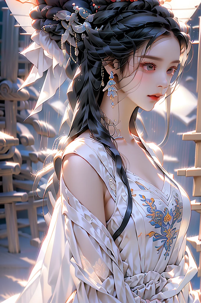 Black Hair, Immortal, Beauty, Royal sister, Stepmother, White Taoist robe, Phoenix Coronet, Hair Bunch