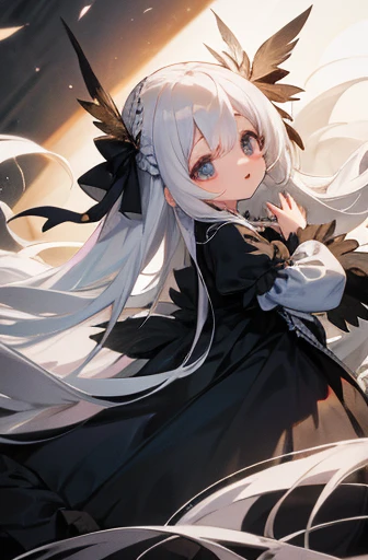 Nice illustration,best quality,cold ,(Transformation sequence),Transform into a magical girl,Qibi,Black magical girl,Fractal art,Albinism,,Black and White Long Mesh Hair,Beautiful and delicate brown eyeovie Lighting,Cowboy lens,Looking at the audience,From the bottom,hapiness