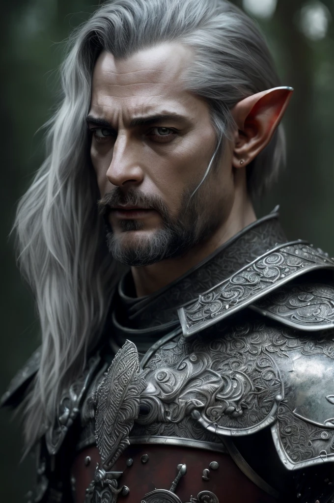 evil (male grey elf:1.2) wearing a (medium armor:1.2), librarian, (insanely detailed, bloom:1.5), ((solo)), (highest quality, Alessandro Casagrande, Greg Rutkowski, Sally Mann, concept art, 4k), (colourful), (high sharpness), ((detailed pupils)), red eyes, ((painting:1.1)), (digital painting:1.1), detailed face and eyes,Masterpiece, best quality, highly detailed photo:1, 8k, detailed face,photorealistic,By jeremy mann, by sandra chevrier, by maciej kuciara, ((samurai)), sharp, ((perfect body)), realistic, real shadow, 3d, (silver onyx sexy jewelerie), ((full body)), ((dark and gloomy library)), (by Michelangelo)