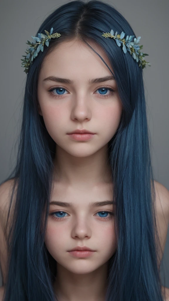 15 year old girl with straight black hair with blue eyes and freckles