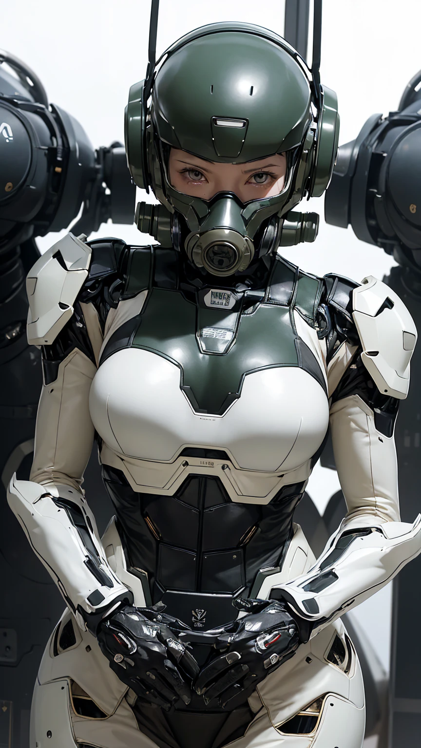 最high quality非常に詳細, Advanced Details, high quality, 最high quality, High resolution, 1080P, hard disk, beautiful,(War Machine),(Snug-fitting headgear),See the big picture,beautifulサイボーグ女性,Dark Green Mecha Cyborg Girl,BATTLE MODE,Mecha Body Girl　8k dark green body armor　　Sweaty face　Droopy eyes　short hair　Gas mask with extension nozzle　boyish　Steam coming out of my head　My hair is wet with sweat　Black Hair, Steam coming out of the mouth　Do not expose skin　Character Focus　Only the eyes are exposed