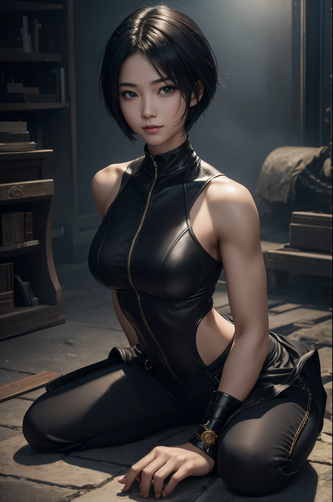 8k、On all fours alone,16 year old big breasted beauty,Super Beauty(Like the real thing),Iris,super beautiful teenager,Black short bob hair,黒と赤のSexy Exterior,Black trousers,Golden decoration,Demon Slayer: Androgynous Beauty,A wonderful work of art、Wind effects:1.9、Cloud Effect:1.2、Full Rendering,Unreal Engine、Ultra-high resolution,super 超Realistic Skin,Ultra-precise hand-crafted detailing,smile,Photorealistic RAW photos of the highest quality。Backlight, Cinema Lighting, Film Grain, 50mm lens, Nikon D850,Realistic Skin,Fantasy art,Character Art,Ultra-high resolution,Muscular and slim body,Muscular and lean lower body,Precise facial details,What&#39;s left behind,Perfect hands,Cool sexy beauty,landscape,Extremely ripped abs,Muscular Beauty,Very large breasts,Sexy Exterior,Wide open chest,Body balance,smile,Makeup,Accentuate your cleavage,Dynamic fighting pose,