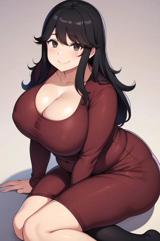 Plump  21 big breasts black hair brown eyes smile longer hair eye-covering bang