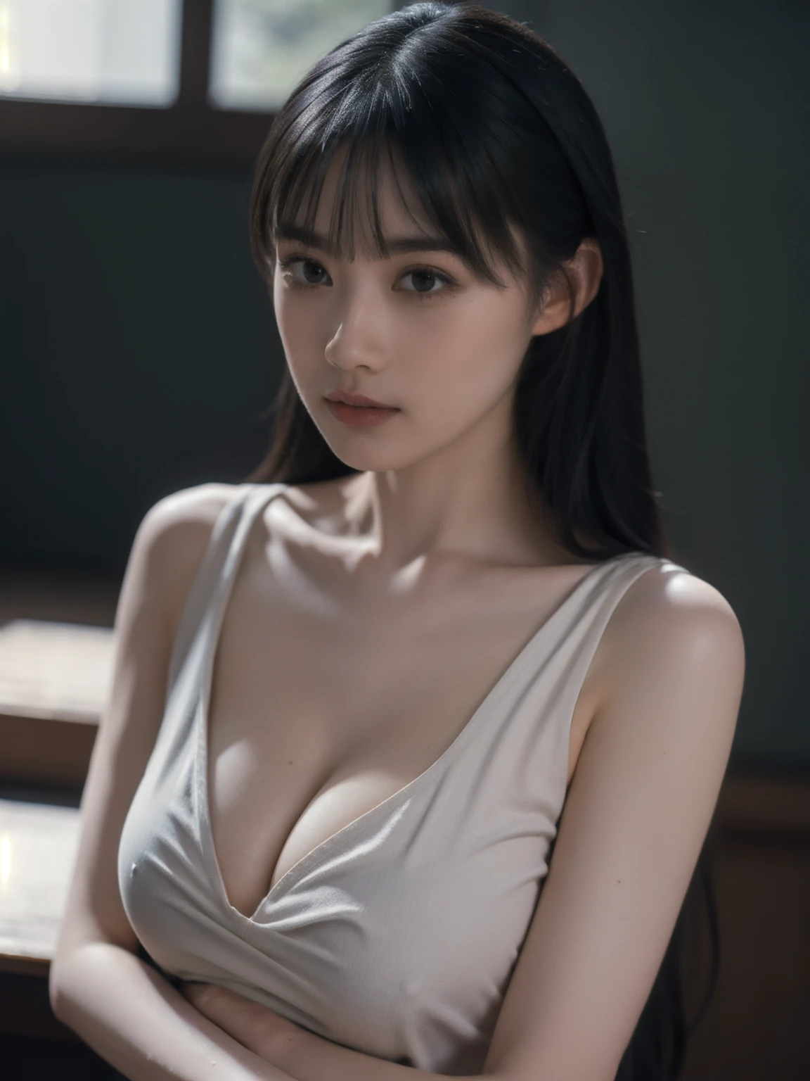 1girl, woman, masterpiece, best quality, highest quality, cinematic lighting, (volumetric lighting), extremely detailed CG unity 8k wallpaper, focused, 8k wallpaper, extremely detailed, ultra realistic, photorealistic, sharp focus, absurdres, (HDR:1.2), (high contrast), photograph, detailed and intricate, instagram, portrait, highly detailed, digital painting, artstation, concept art, smooth, sharp focus, illustration, cinematic lighting, (whole body:1.2), (big breast:1.2), undress shirts