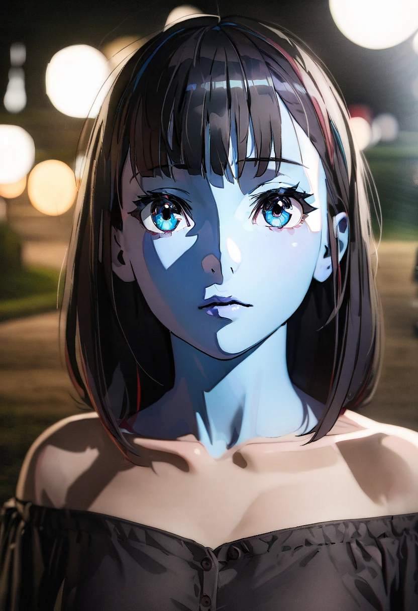 demon , alone, blue skin, Romanian ethnicity, full color, full of details, portrait photo, black hair, blue eyes, shadows, lights, lands, 8k, HDR, anime style, full reality, full body photo, hot , very hot, hentai
