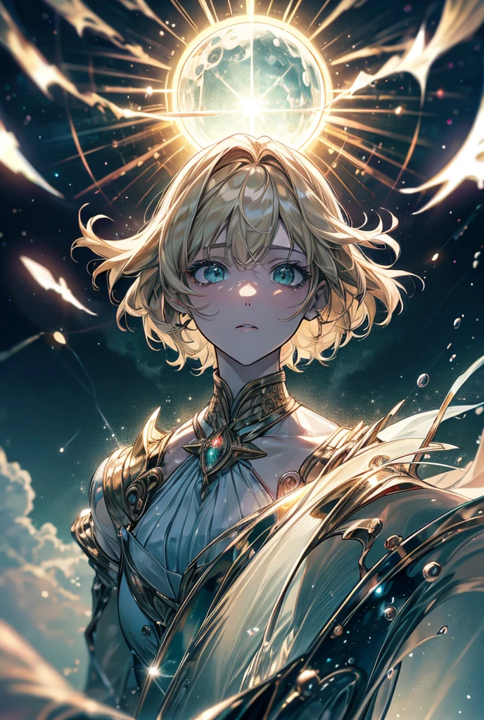 Surrealism, アニメ, glowing light, 8k, super detail, uhd, masterpiece, accurate, anatomically correct, textured skin, super detail, high details, high quality, award winning, best quality, highres, retina
Theme: Girl inspired by JupiterHair: Gold Personality: Appears strong yet has a gentle faceElement: LightningBackground: Freely flying among large clouds. Dressed in green.