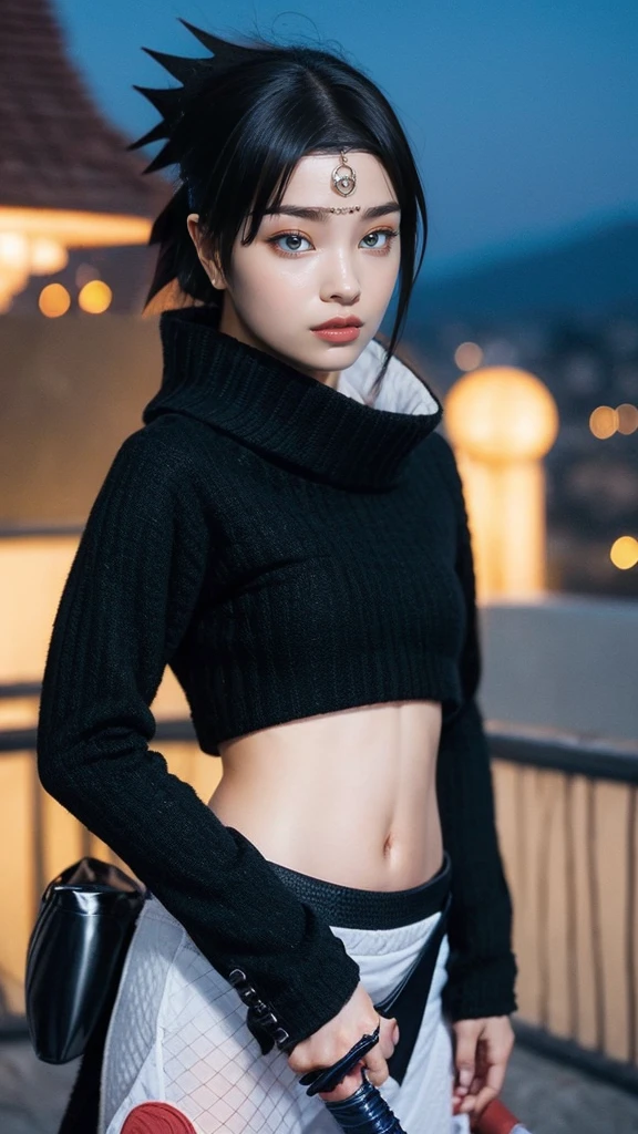 Moisturized skin, (bright gradient eyes), perfect body, adult female body, mature, cold expression,
BREAK,
(beautiful navel), (kunoichi), (ninja), sexy, (kunai), (leather), fishnet, (fishnet stockings: 1.2), (black clothes), bright red lipstick, (ninja clothes: 1.4),
BREAK,
(highly detailed hair: 1.2), spiky black hair,
BREAK,
((masterpiece + highest quality + high resolution + highly detailed)), (full body: 1.2), symmetrical, one shot,
BREAK,
(electricity flows), (strong wind blows: 1.5),
BREAK,
(Uchiha Sasuke: 1.3), elegant, ((holding a Japanese sword)), black sword, neon, night city,