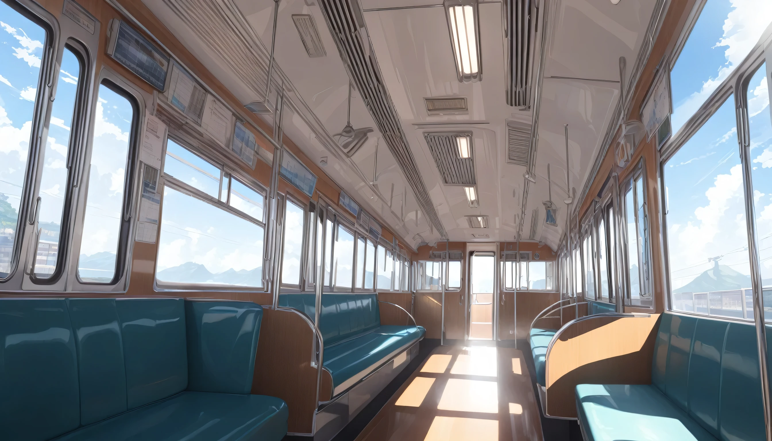 ultra-detailed, (professional lighting) hyper detailed, absurdres, 8k, noon, summer, on the train