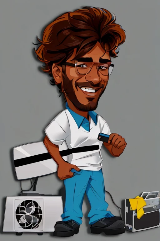 cartoon of a man with glasses and a shirt holding a computer, in cartoon style, inspired by Ismail Gulgee, cartoon artstyle, cartoon digital art, cel shaded:15, toon rendering, cel shaded!!!, harry volk clip art style, cel shaded, proffesional illustration, digital art cartoon, !!! very coherent!!! vector art, cartoon portrait, 8k