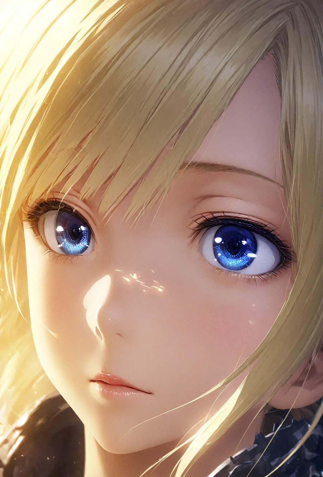 girls profile picture, portrait:1.2, Practical, blue eyes, Blonde hair, Mid-chest, 4K resolution, High quality CG, Beautiful CG, Soft Light, Octane Rendering, light on face