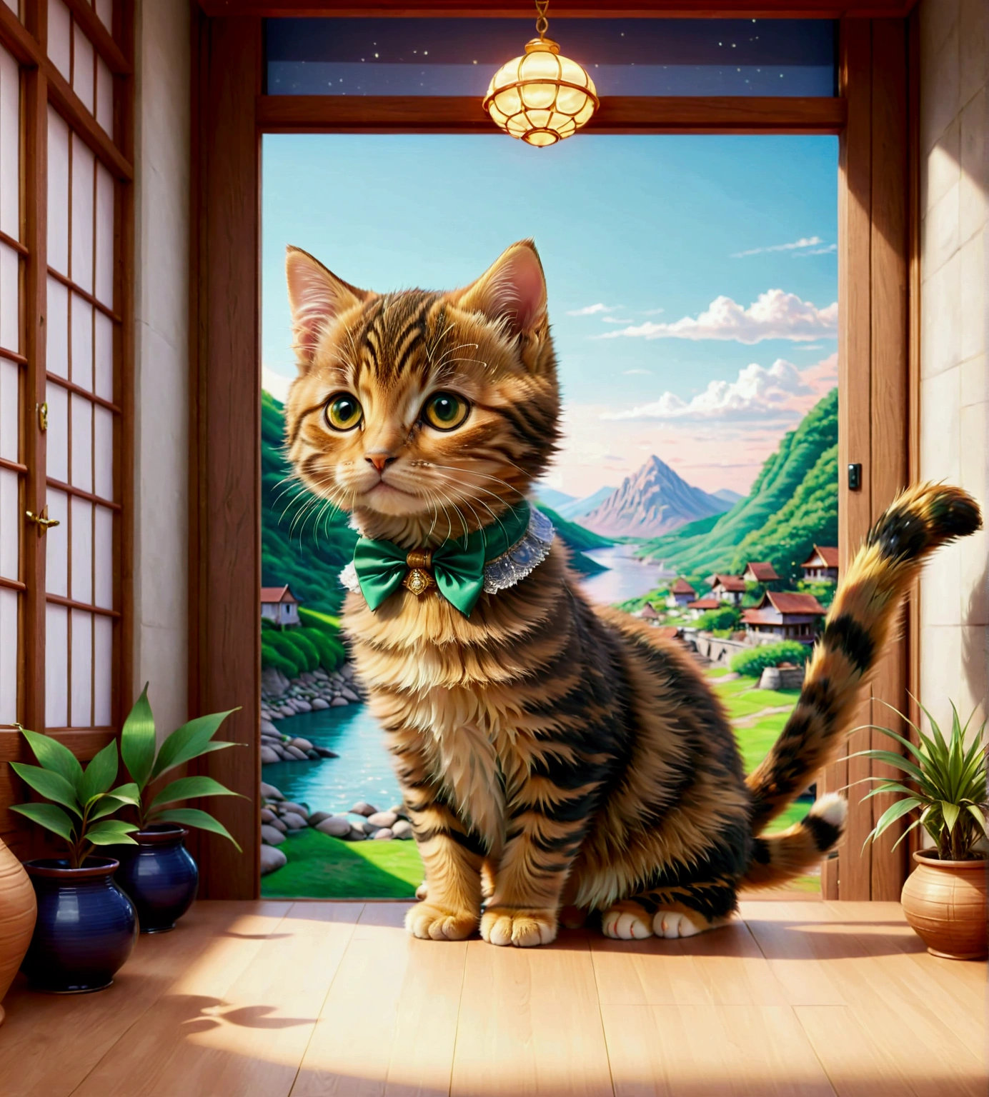 "Very fine eyes, super detailed, intricate details, nobleman, tiny adorable kitten (dark brown tabby),"