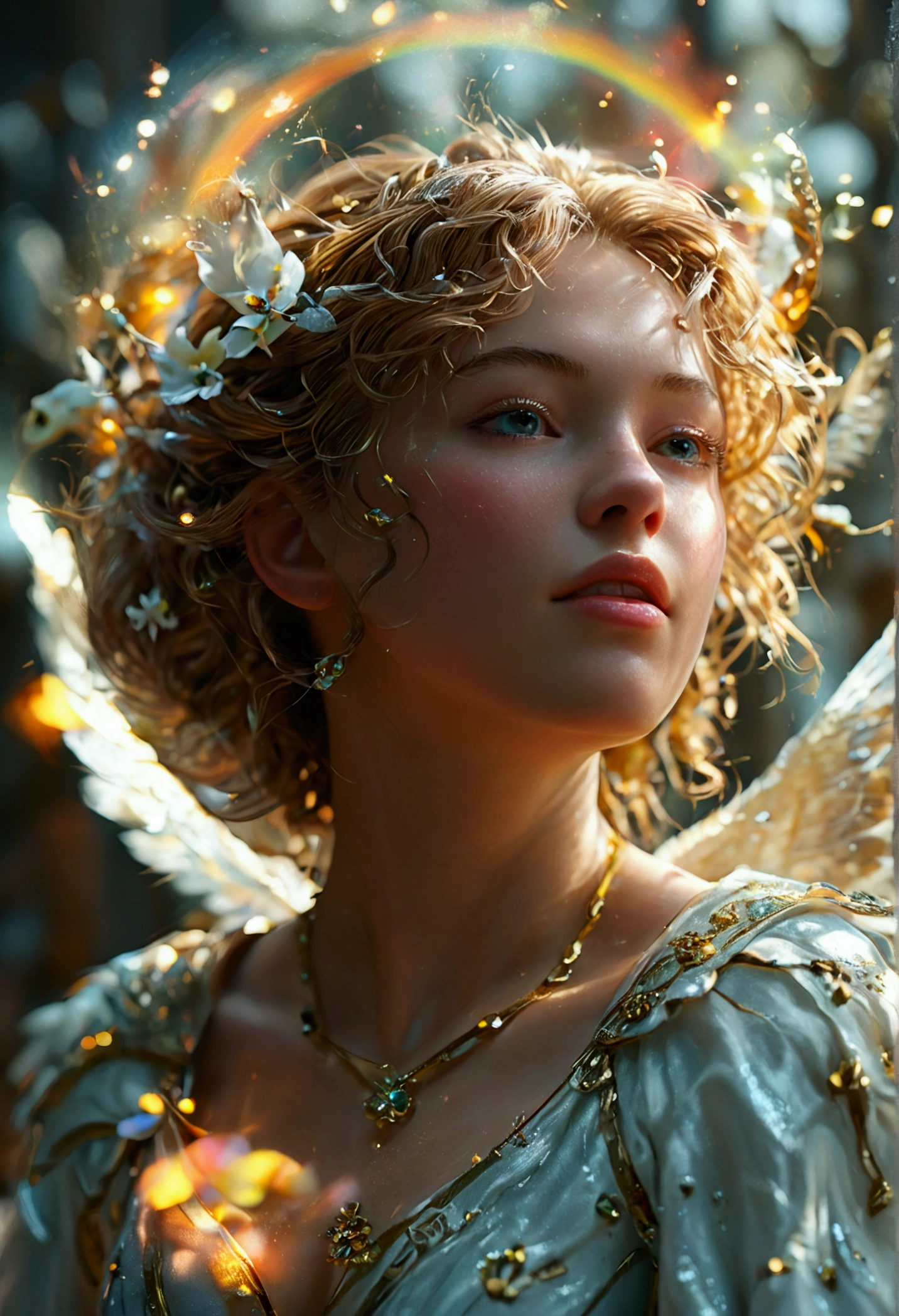 god、heaven、godの栄Light、godの祝福、prosperity、joy、Light、shine、Angel、大Angel、Holy Spirit、The Kingdom of the Millennium、godの言葉、godの叡智,((Top Quality)), ((Masterpiece)), (Details: 1.4), 3d, Thick voluminous hair, light particles, pure energy chaos antitech, HDR (High Dynamic Range), ray tracing, nvidia RTX, super resolution, Unreal 5, subsurface scattering, PBR Texturing, post-processing, anisotropic filtering, depth of field, maximum clarity and sharpness, multi-layer textures, Albedo and specular maps, surface shading, accurate simulation of light and material interaction, perfect proportions, Octane rendering, two-tone lighting, wide aperture, low ISO, white balance, trichotomy, 8K RAW