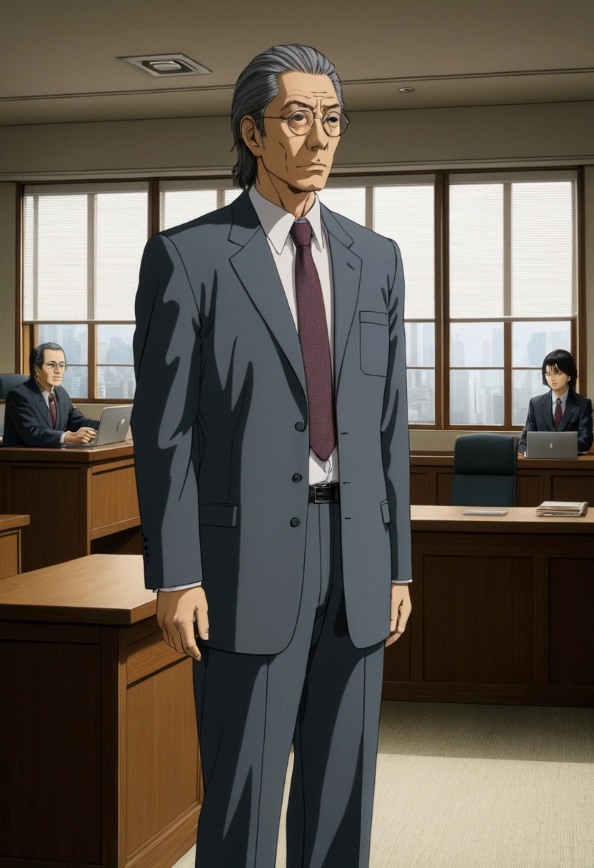 Lawyer, full body, by Naoki Urasawa, cinematic still, (best quality, masterpiece), very aesthetic, perfect composition, photorealistic, intricate details, ultra-detailed, vivid colors