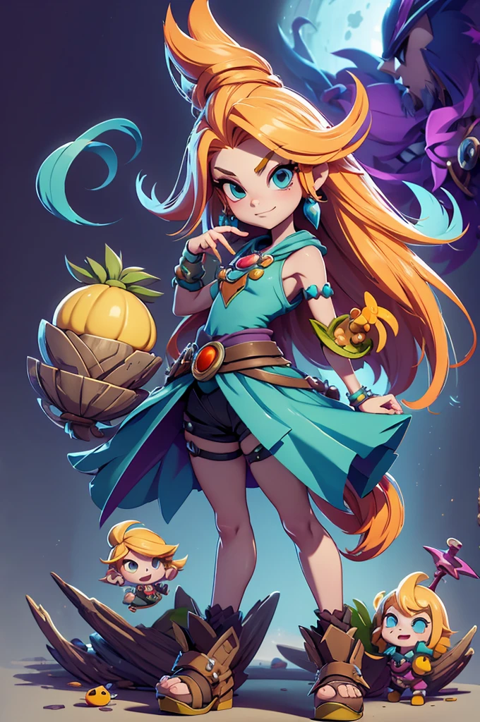 Rayman Legends style tree, character estilo art rayman legends, girl and boy, fully body, viking style, Giant Accessories