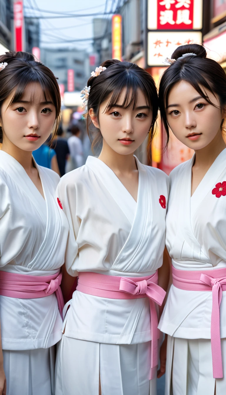 (Highest quality, masterpiece, Ultra-high resolution, (Realistic:1.4), RAW Photos), (((Trio of Girls, Japan's No. 1 idol girl group, 13 years old, Upward-facing buttocks, Beautiful ass, Cute Panties, Pleated skirt))), (Amazingly beautiful black hair, Detailed face, Perfect body, Beautiful Skin, Cute Profile), Sunny outdoors