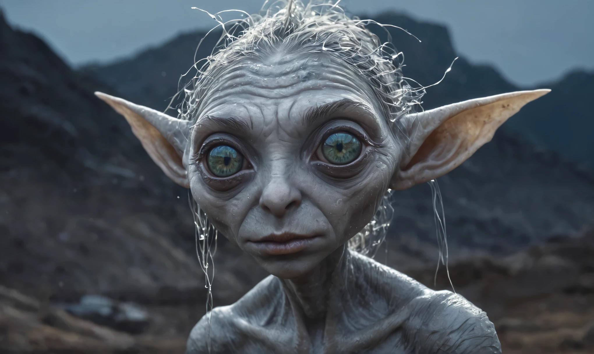 pretty face,eyebrow up,full body length shot,obsidian elf,full body length shot,very beggar niobium Manganite The Alien Entity, babychild, wants eat,full body shot of full body shot of psychedelic style ,The iris looks weird, attractive, The stars in space is reflected in the pupil, goose down eyelashes, long wavy luminescent hair, baggy clothes,  the Lord of the Rings, ,Extremely detailed,High contrast,Masterpiece,Realism,Ultra Detailed, intricate details,realistic humid leather, cinematic style,irina yermolova,high contrast,hdr,extremely detailed, [deep night landscape],masterpiece,intricate details,faded,eyes extremely detailed,Silverclaw,view from height,full-body-shot,High contrast,Masterpiece,Realistic,Ultra Detailed,intricate details,realistic humid skin,extremly intricate,realism,photorealism, cinematic style,irina yermolova,HDR,((Wangechi Quality)),extremely detailed,masterpiece,intricate details,faded,eyes extremely detailed, high detailed eyes,16k resolution,RAW, Nikon Z9,authentic,full body length,Labradorite babygirl,native italian troll ,pretty face,eyebrow up,full body shot,ominous landscape,glate gray atmosphere,by art Simon Stalenhag,Nicola Samori,(((Wangechi Mutu))),prime colors,urban,extremely detailed,masterpiece,intricate details,faded,eyes extremely detailed, high detailed eyes,4k resolution,RAW, Nikon Z9,scary town,stalker,goblin,Dubai of United Arab Emirates,Mestichino,Light particles,marble leather ,ink photography ,Mestichino,Light particles,chaos