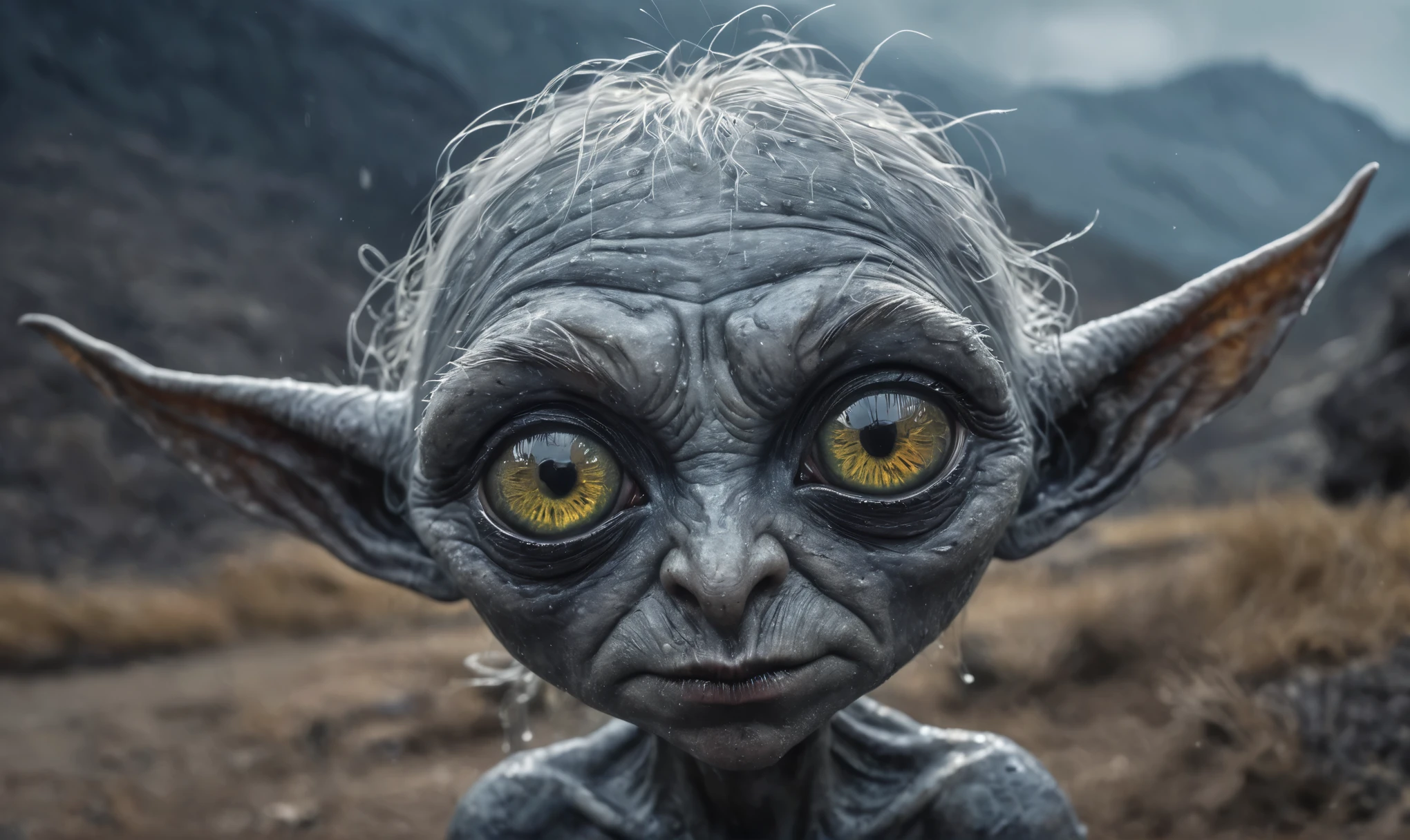pretty face,eyebrow up,full body length shot,obsidian elf,full body length shot,very beggar niobium Manganite The Alien Entity, babychild, wants eat,full body shot of full body shot of psychedelic style ,The iris looks weird, attractive, The stars in space is reflected in the pupil, goose down eyelashes, long wavy luminescent hair, baggy clothes,  the Lord of the Rings, ,Extremely detailed,High contrast,Masterpiece,Realism,Ultra Detailed, intricate details,realistic humid leather, cinematic style,irina yermolova,high contrast,hdr,extremely detailed, [deep night landscape],masterpiece,intricate details,faded,eyes extremely detailed,Silverclaw,view from height,full-body-shot,High contrast,Masterpiece,Realistic,Ultra Detailed,intricate details,realistic humid skin,extremly intricate,realism,photorealism, cinematic style,irina yermolova,HDR,((Wangechi Quality)),extremely detailed,masterpiece,intricate details,faded,eyes extremely detailed, high detailed eyes,16k resolution,RAW, Nikon Z9,authentic,full body length,Labradorite babygirl,native italian troll ,pretty face,eyebrow up,full body shot,ominous landscape,glate gray atmosphere,by art Simon Stalenhag,Nicola Samori,(((Wangechi Mutu))),prime colors,urban,extremely detailed,masterpiece,intricate details,faded,eyes extremely detailed, high detailed eyes,4k resolution,RAW, Nikon Z9,scary town,stalker,goblin,Dubai of United Arab Emirates,Mestichino,Light particles,marble leather ,ink photography ,Mestichino,Light particles,chaos