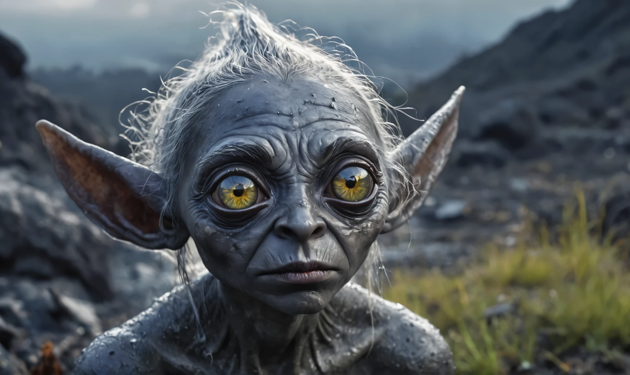 pretty face,eyebrow up,full body length shot,obsidian elf,full body length shot,very beggar niobium Manganite The Alien Entity, babychild, wants eat,full body shot of full body shot of psychedelic style ,The iris looks weird, attractive, The stars in space is reflected in the pupil, goose down eyelashes, long wavy luminescent hair, baggy clothes,  the Lord of the Rings, ,Extremely detailed,High contrast,Masterpiece,Realism,Ultra Detailed, intricate details,realistic humid leather, cinematic style,irina yermolova,high contrast,hdr,extremely detailed, [deep night landscape],masterpiece,intricate details,faded,eyes extremely detailed,Silverclaw,view from height,full-body-shot,High contrast,Masterpiece,Realistic,Ultra Detailed,intricate details,realistic humid skin,extremly intricate,realism,photorealism, cinematic style,irina yermolova,HDR,((Wangechi Quality)),extremely detailed,masterpiece,intricate details,faded,eyes extremely detailed, high detailed eyes,16k resolution,RAW, Nikon Z9,authentic,full body length,Labradorite babygirl,native italian troll ,pretty face,eyebrow up,full body shot,ominous landscape,glate gray atmosphere,by art Simon Stalenhag,Nicola Samori,(((Wangechi Mutu))),prime colors,urban,extremely detailed,masterpiece,intricate details,faded,eyes extremely detailed, high detailed eyes,4k resolution,RAW, Nikon Z9,scary town,stalker,goblin,Dubai of United Arab Emirates,Mestichino,Light particles,marble leather ,ink photography ,Mestichino,Light particles,chaos