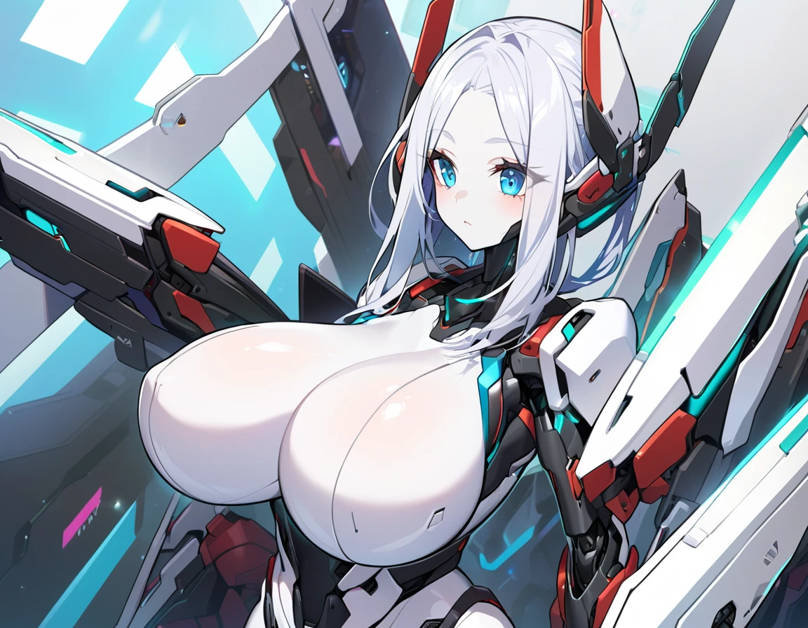 android girl(mechanical skin, big breast, cyber joint, mechanical wing)
