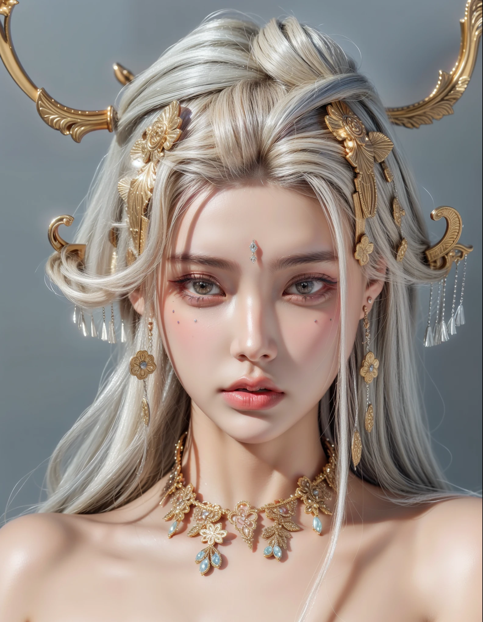 Royal princess,Extremely detailed, Delicate face, Stock Photography , Portrait 400, F1 Camera Lens.6, rich and colorful, Surrealism, Realistic textures, Dramatic Lighting, Thin Film Distiller 800 (8K, original photo, Better quality, masterpiece: 1.2), Extremely detailed, (Extremely delicate skin: 1.2), 8K ultra high definition, SLR camera, Soft Light, high quality.Fire Queen,Blue pupils,Wear red lipstick,Have a tattoo,The tattoo is very three-dimensional,Gorgeous and intricate tattoo designs,Dark eyeshadow,Sexy thick lips(Red lipstick),A billion dollar jewellery