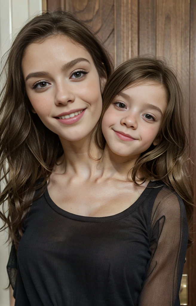 2heads, mom and daughter, (one head adult:1.5), (one head young :1.5), (one blonde and one brunette:1.5)