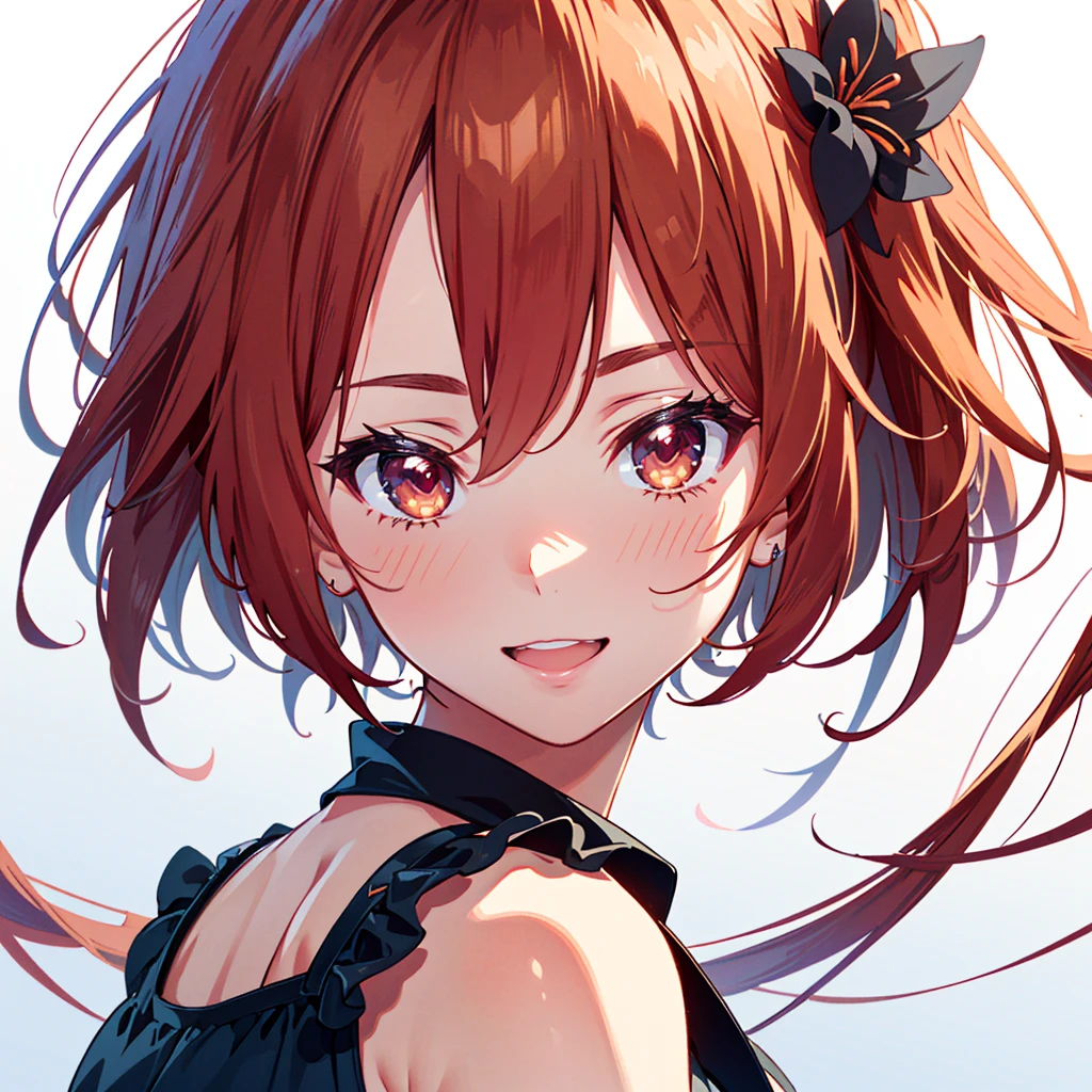 {{{Masterpiece, Best Quality, High Resolution Background}}}, (Best Quality), (Masterpiece), (Super Detail), (3 Years 3.3), (Lycoris Recoil 3.3), Baby Face, Super Cute, Blonde, Short Hair , (one side up 3.3), red hair tie arrangement, (gray red eyes), licorice swimsuit, BREAK, hyper-realistic cel anime style, extremely detailed graphics, masterpiece, perfect shading, perfect anatomy, BREAK, 8K high Resolution, (super detailed cute face 3.3), digital art, depth of field, flower park, lovely one-piece dress, (vector art 8.8), (;d, back of arm 3.3)