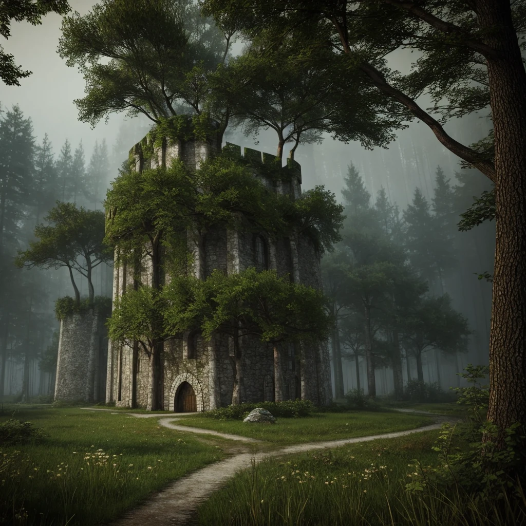 Mystic forest relm with a fortress