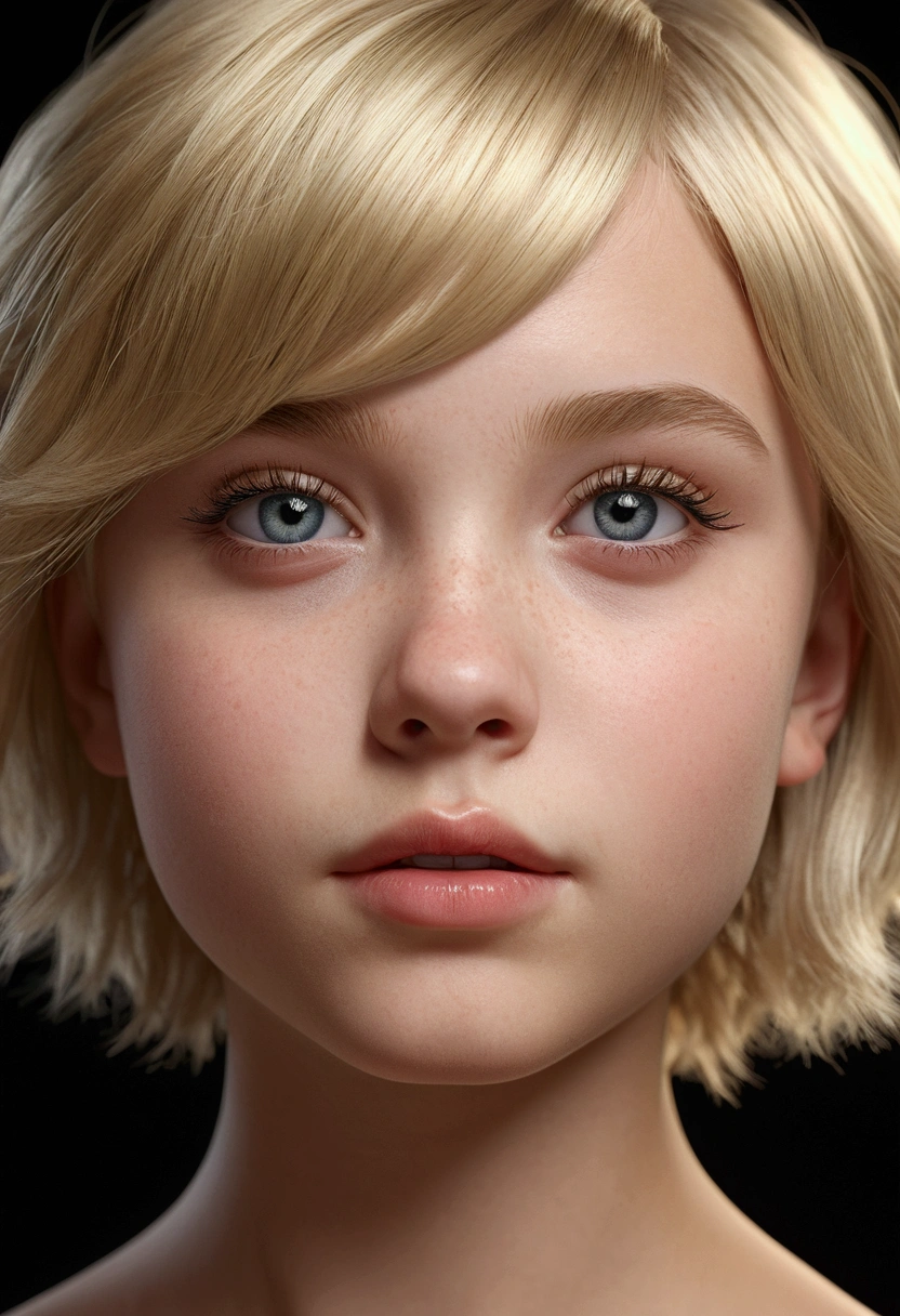 a blonde girl with short hair, nude with lots of blonde pubic hair,beautiful detailed eyes,beautiful detailed lips,extremely detailed eyes and face,longeyelashes,portrait,photorealistic,photo-realistic:1.37,realistic,masterpiece:1.2,best quality,4k,8k,highres,ultra-detailed,vivid colors,studio lighting,physically-based rendering,professional
