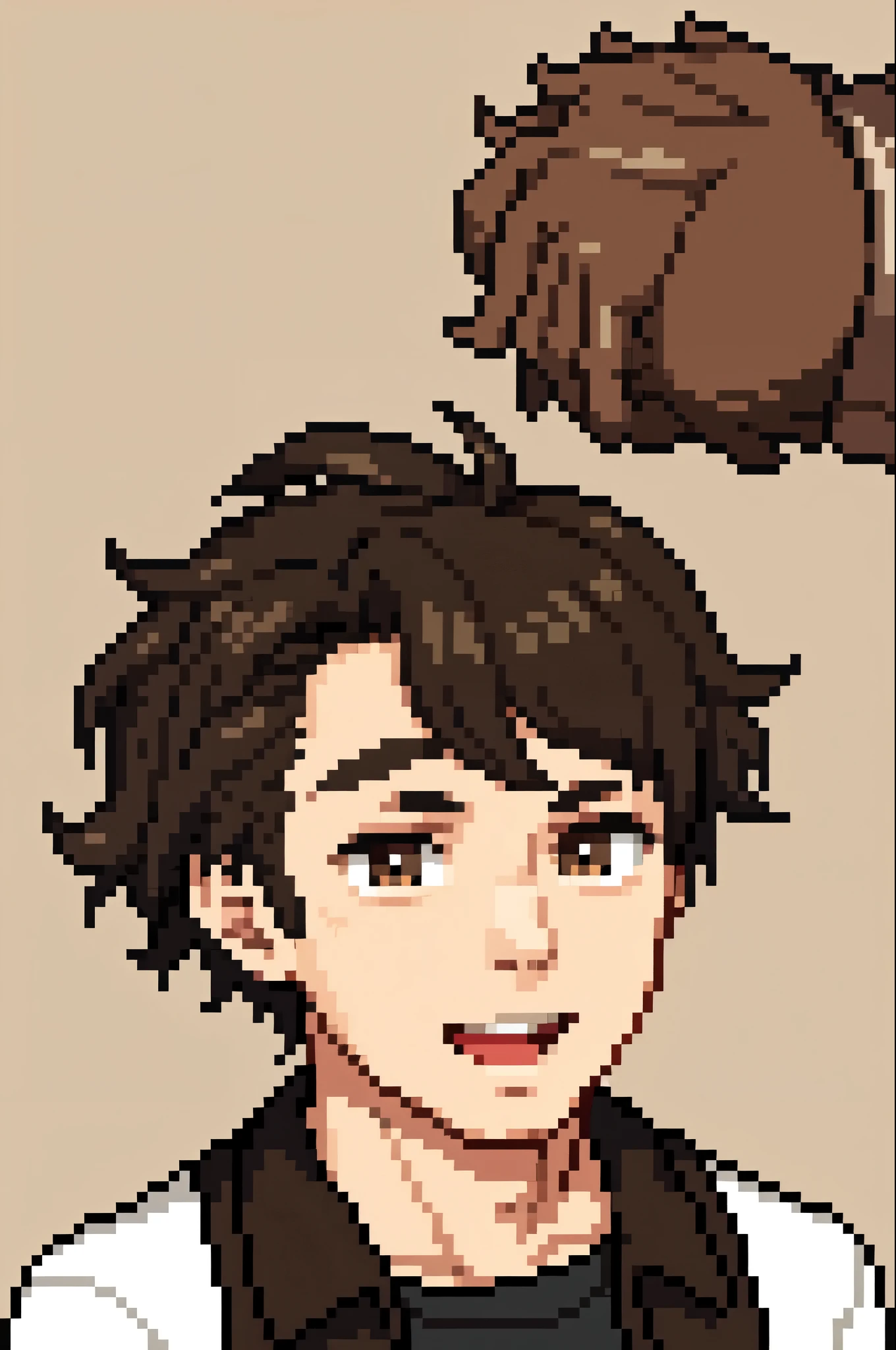 Lol boy Branco,brown black curly brown eyes 
