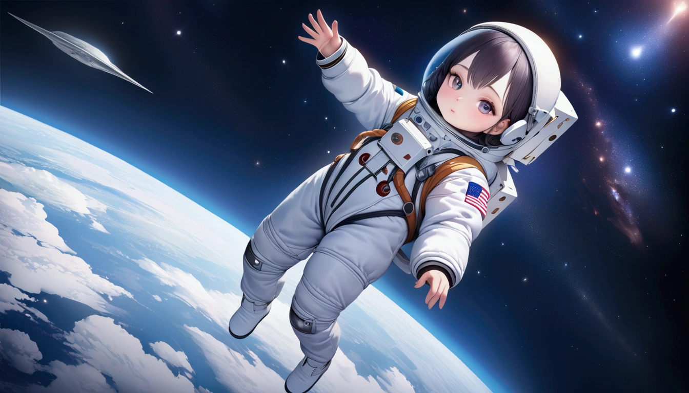 ((masterpiece)),((Highest quality)),((High resolution)),((Anatomical)),((Realistic)),((Detailed Description)), ((Full body view)), ,8K)), (((1 SPACE GIRL, CUTE ANIME GIRL)))) ((FOCUS CUTE FACE,, CUTE GIRL, ASTRONAUT SUIT, BACKGROUND SPACE GALAXY. SIDE VIEW. SHE IS LOOKING TO THE VIEWER, EPIC BACKGROUND , SPACE , GALAXY