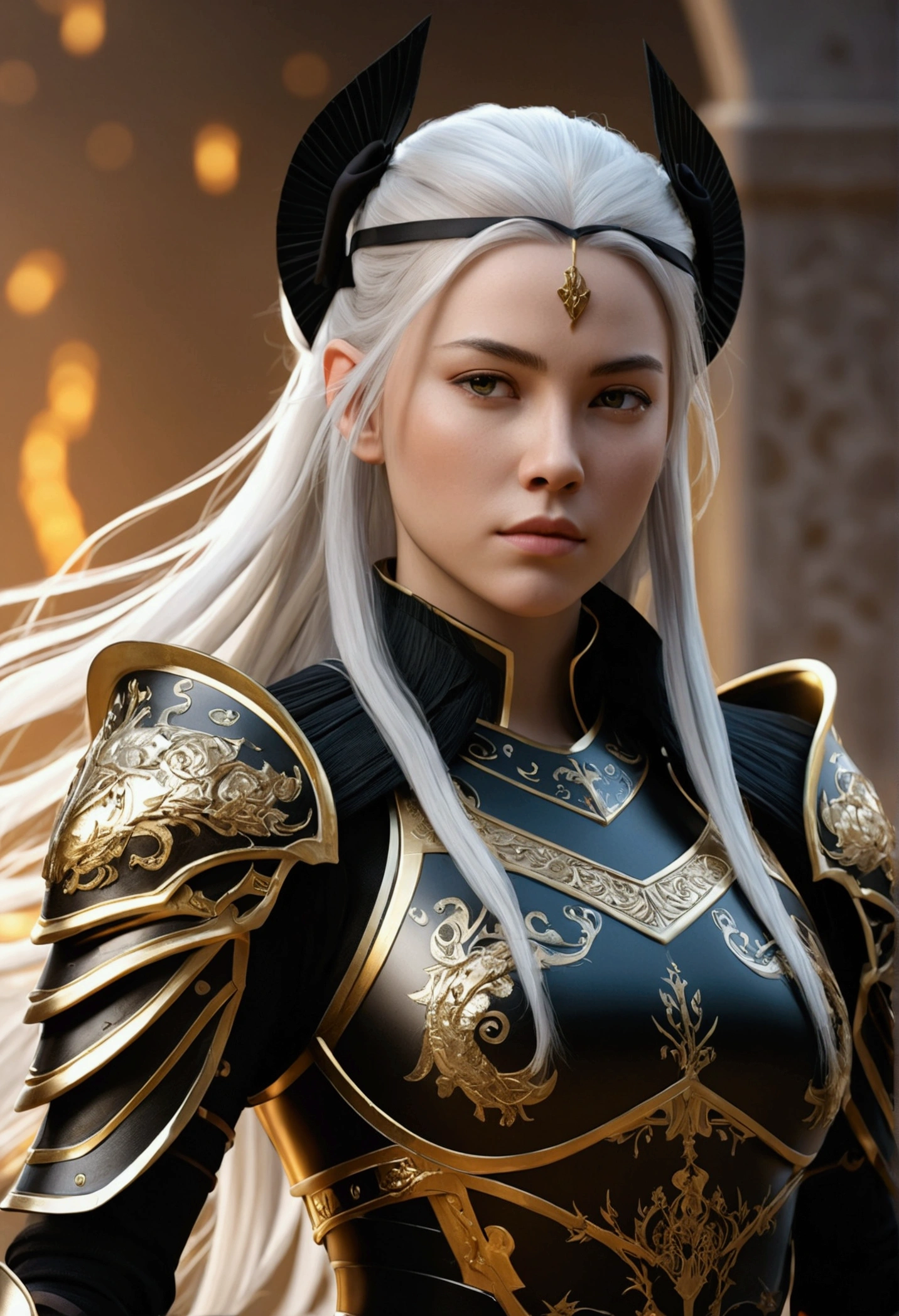 (RAW photo, best quality, masterpiece, ultra-detailed, high res), (realistic),(extremely delicate and beautiful:1), mesmerizing woman with long silver hair in sleek high ponytail , (((wearing glossy silver and gold lined cloak fastened at the neck :1.20))), crop top and hotpants , detailed features, smiling expression of feelings, imaginative, highly detailed, extremely high-resolution details, photographic, realism pushed to extreme, fine texture, 4k, ultra-detailed, high quality, high contrast, full body shot