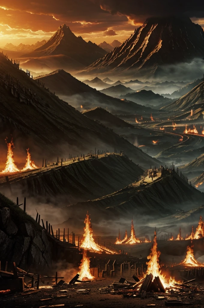 Landscape with chaos and pain inspired by a maze runner trial by fire
