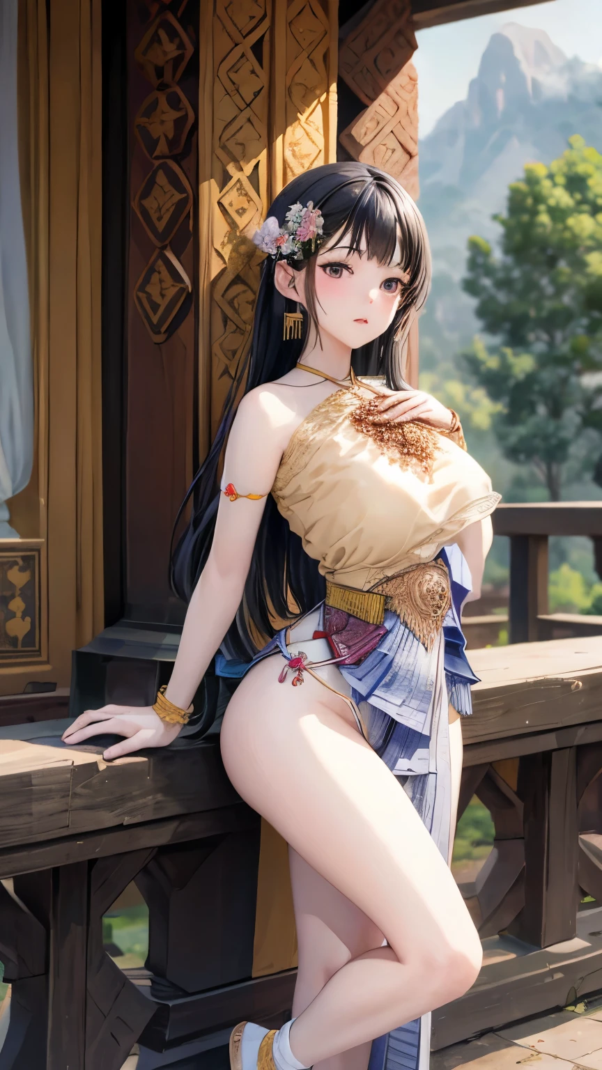 Sexy thighs, breasts ,in Thailand, ,beautiful face ,flowers wooden house,lotus,him and her,navel,sense,field,mountain,Very thick fog,naked