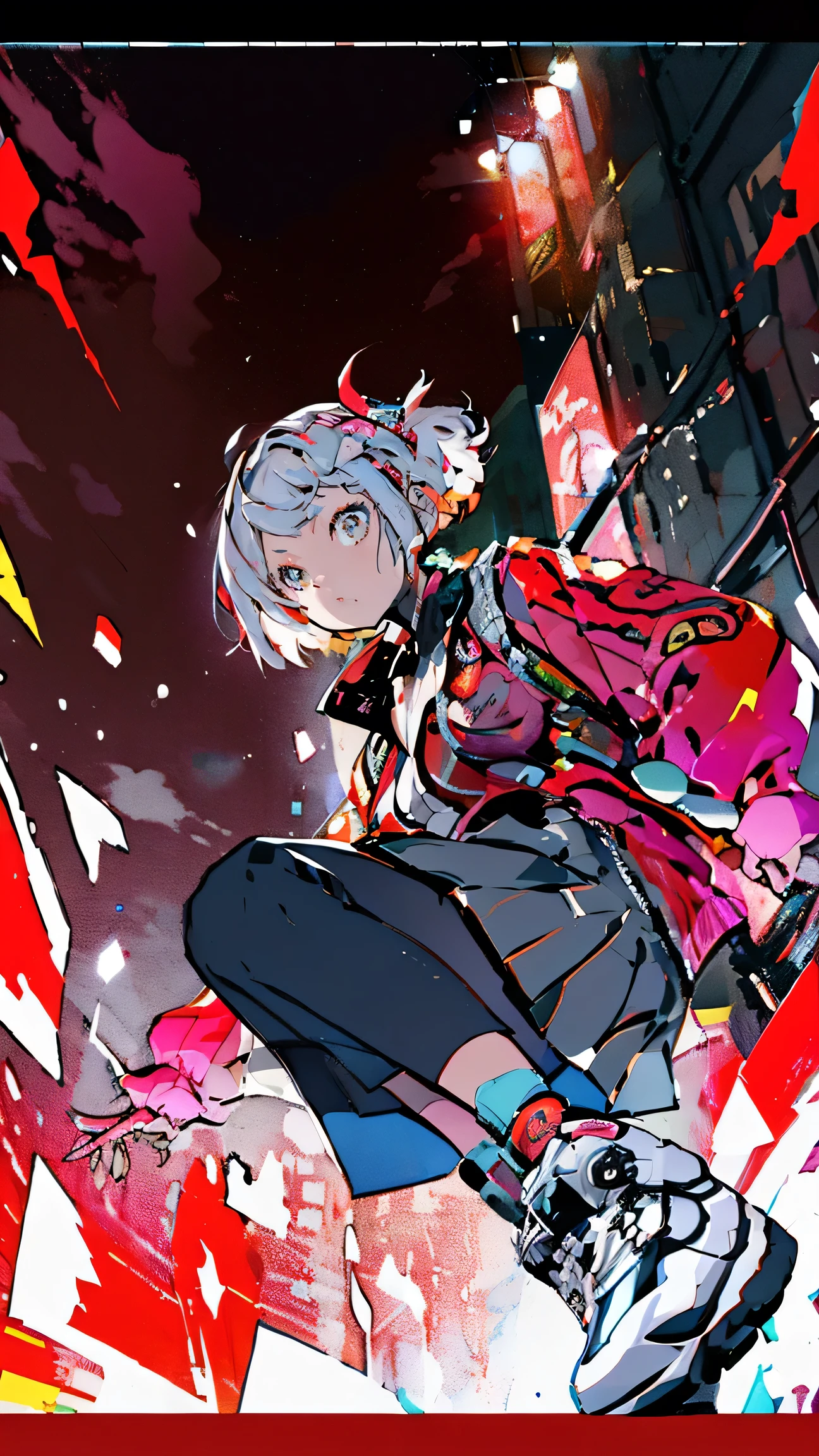 high quality, Anime man with knife, shigenori soejima illustration, trigger anime art style, ( ( ( yoh yoshinari ) ) ),4K, Official Art, Swinging a Kunai, shuushuu anime image, Official Fan Art,