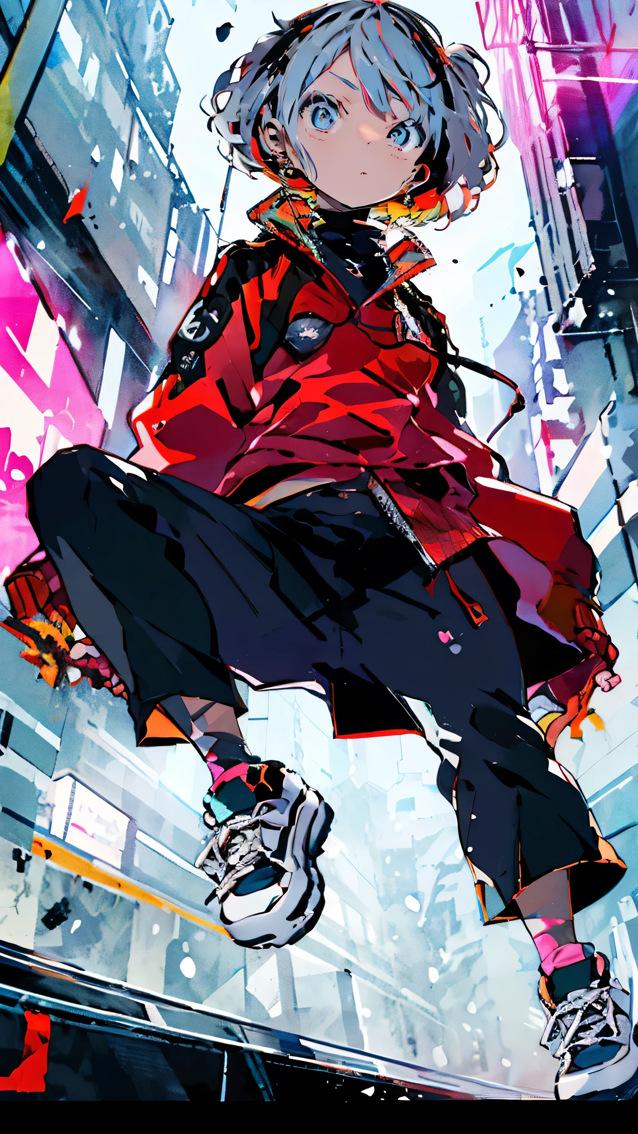 high quality, Anime boy with knife, shigenori soejima illustration, trigger anime art style, ( ( ( yoh yoshinari ) ) ),4K, Official Art, Swinging a Kunai, shuushuu anime image, Official Fan Art, Zero-chan