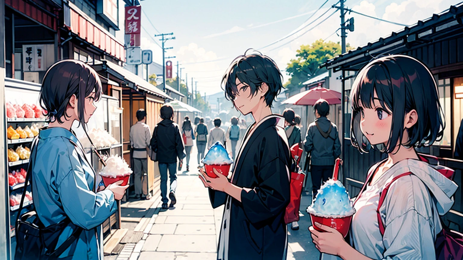 Summer in Japan、cool、Shaved ice flag、Fan、((Showa Era))、Very hot day