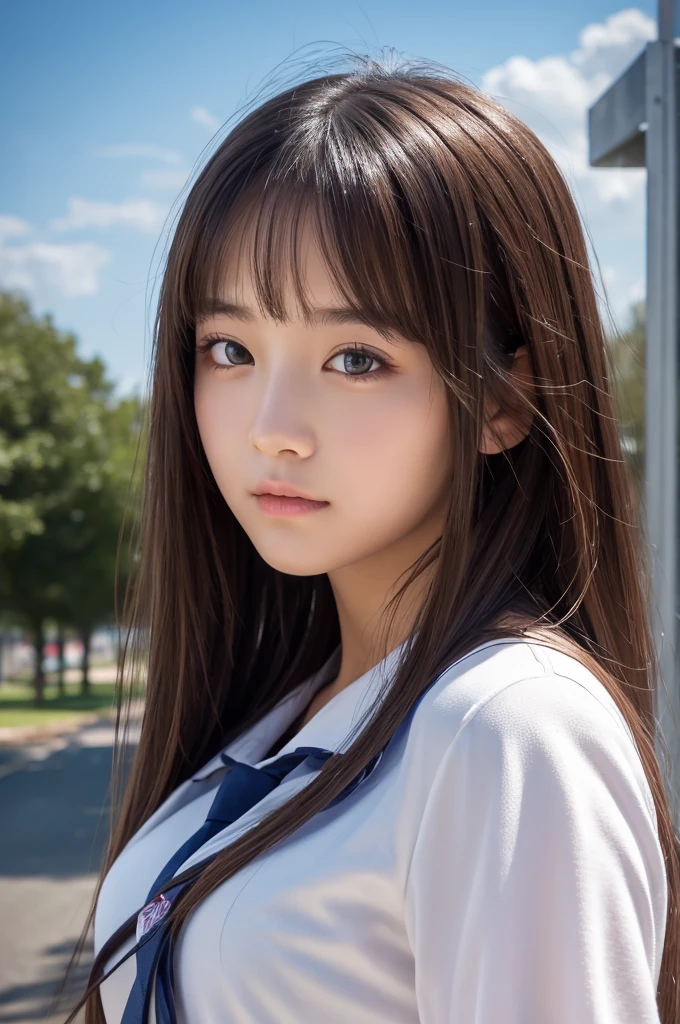 ((Highest quality)), ((masterpiece)), Realistic, One girl, high school girl,