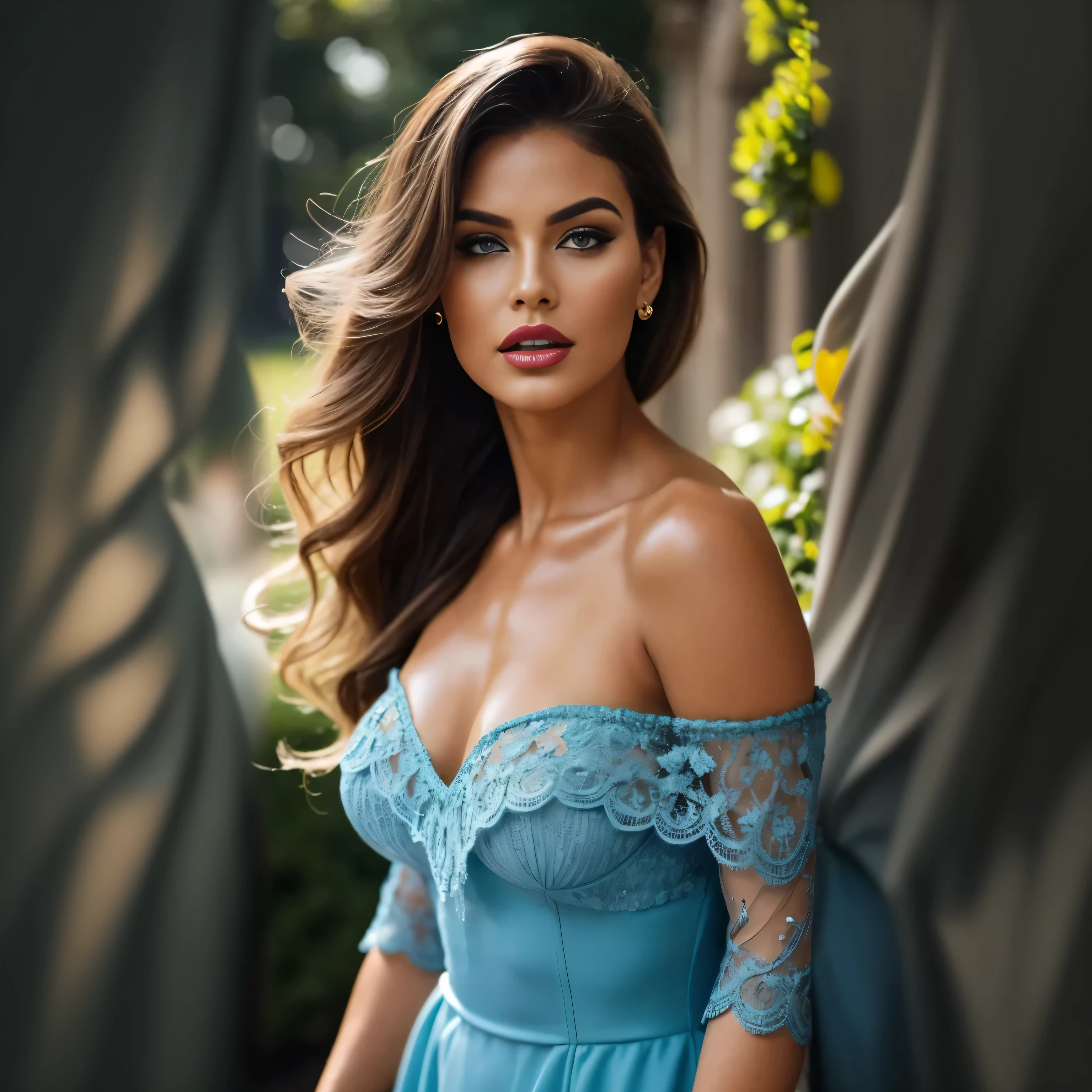 a close-up of a woman in a blue dress posing for a photo, jaw dropping beauty, jaw dropping beauty, beautiful model feminina, linda beautiful woman, beautiful woman, beautiful model girl, foto de uma beautiful woman, stunning beauty, beautiful model, beautiful model , gorgeous face and figure, beautiful and gorgeous, beautiful woman mexicana, gorgeous elegant attractive