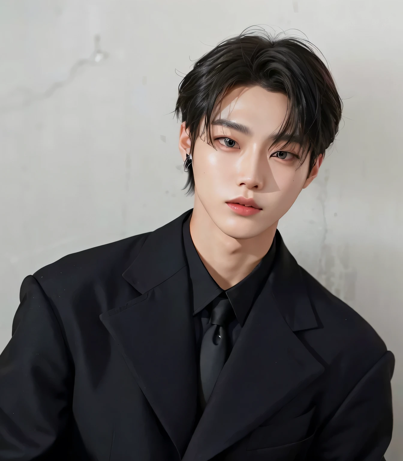 Man with black shirt and a necklace around his neck., Cai Xu Kun, Hyung Tae, Jinyoung Canela, TaeJune Kim, Yanjun Chengt, hong june hyung, Jung Jaehyun, South Korean man, shining in the rain, headshot profile photo, macho ulzzang, inspiration from Yanjun Cheng, inspired by jeonseok lee