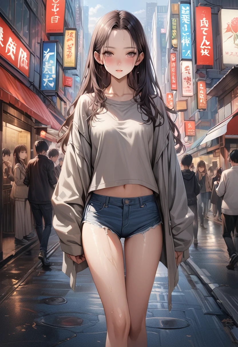 （全nakedで）,naked,（A large gray shawl covers her shoulders.）,Look down,tits,Nipples,belly button,Schoolyard,loafers,White loose socks,Hime cut,Long Hair,bag、cel animation,raffed Asian , Surreal school girl, High school girl posing, Surreal school girl, Young and thin gravure idol, Young Sensual Gravure Idol, Asian, so beautiful, Cute school girl, Young and cute gravure idol, A real young gravure idol, beautiful Asian