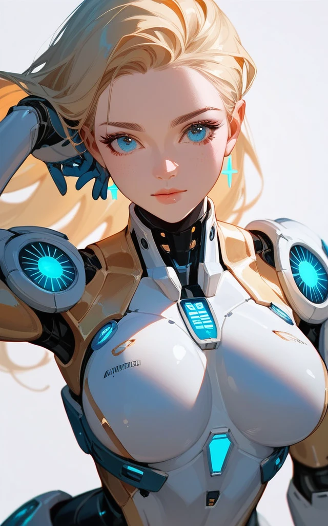 girl, golden ultron suit, blonde, blue eyes, Hyper Realistic, masterpiece