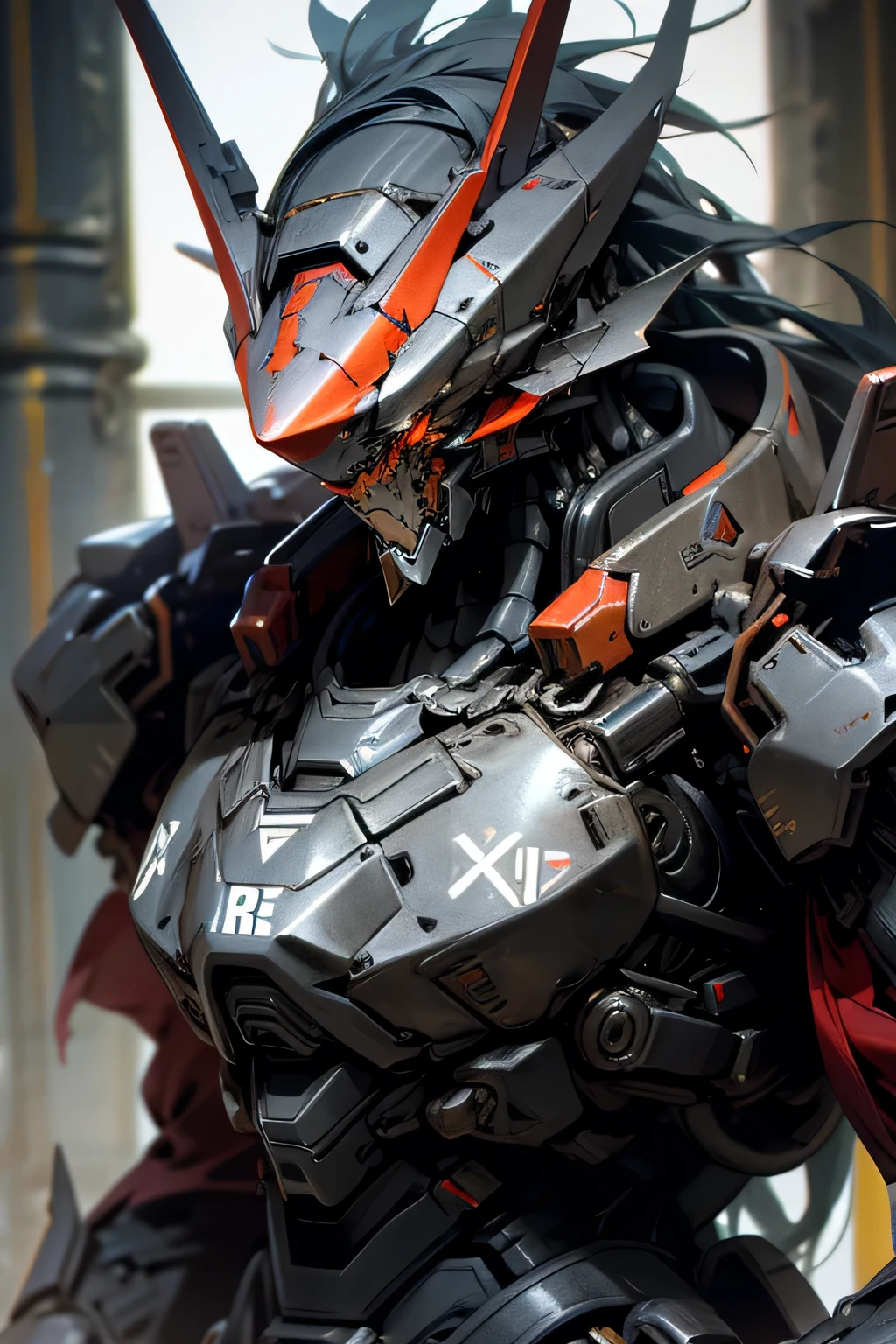 mecha, heavy metal, armored, dark, black, demonic, heavyweight, extreme detailed, colorful, highest detailed