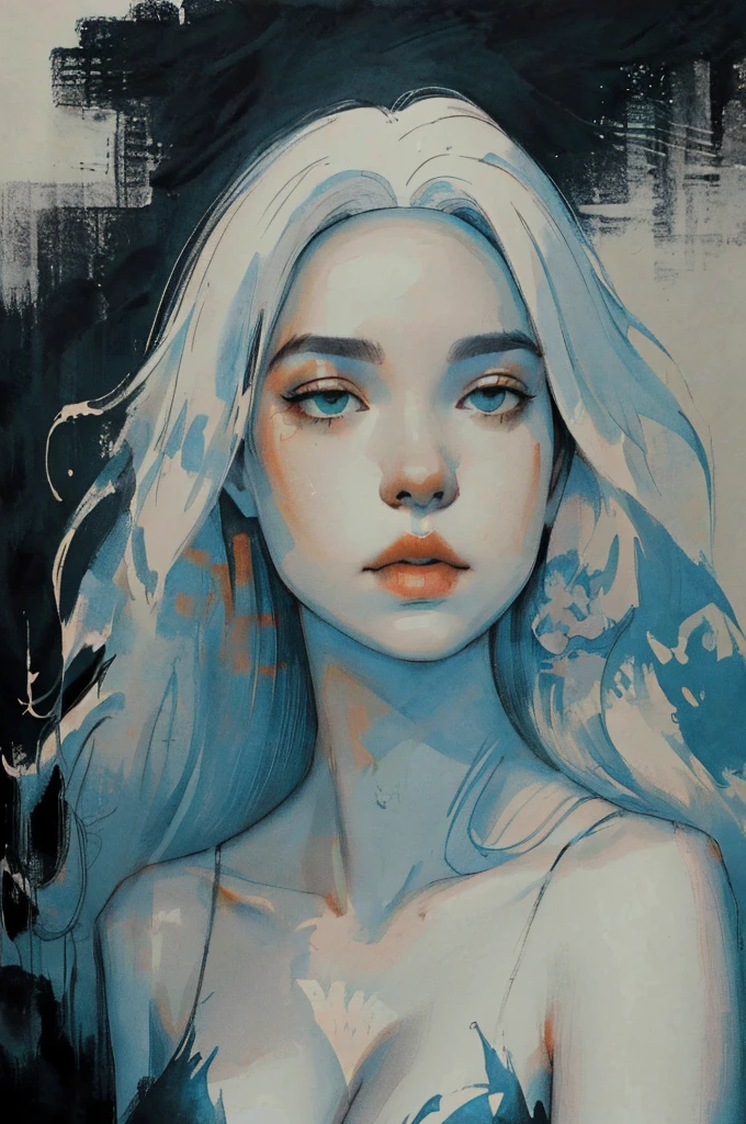 (best quality,ultra-detailed,realistic,ink drawing:1.2),wind-blown hair,woman,((Ashley Wood style)),female figure,expressive eyes,gently flowing dress,graceful pose,subtle shading,striking composition,dynamic lines,vibrant ink strokes,contrasting light and shadow,intricate details,artistic flair,monochrome palette,emotionally charged,subdued background,fine art quality,mesmerizing beauty,hint of mystery,atmospheric ambiance,whimsical elements,depth and texture,ethereal aura,sophisticated elegance,impeccable craftsmanship,skillful ink work,thought-provoking,imagination-stirring,unforgettable impression,ink on paper effect,organic and fluid,unique visual style,touched by artistic genius,intense and captivating,classic yet contemporary,visually stunning composition best quality,4k,8k,highres,masterpiece:1.2,ultra-detailed,photorealistic,advertising poster,mermaid,storm,monochromatic,harrowing,contrasting colors,dynamic lighting,water reflections,striking composition,dramatic atmosphere,mysterious concept, cleavage, sexy,