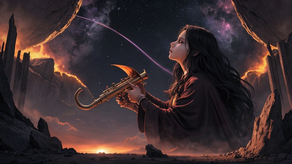 "Description: Create a scene that vividly portrays the visions and revelations from the Bible about the final days. Show dramatic and symbolic imagery as described in the prophetic books, such as Revelation, Daniel, and Ezekiel.
Details: Use intense, dramatic colors like deep reds, purples, and blacks to convey the gravity and intensity of the visions. Include elements such as multi-headed beasts, angels blowing trumpets, the sun darkening, and stars falling from the sky. Show expressions of awe, fear, and contemplation on the faces of those witnessing these visions, symbolizing the powerful and unsettling nature of the prophecies."