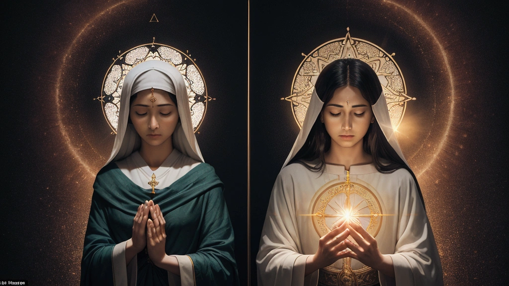 "Description: Create a scene that visually represents the prophetic wake-up call issued by the Bible, urging humanity to reflect on their lives and relationship with the divine. Show a moment of realization or awakening amidst the chaos of the end times.

Details: Use a color palette with stark contrasts—dark, somber tones for the wake-up call, and bright, illuminating colors for moments of revelation. Include elements such as:

Realization: Individuals or groups coming to a profound realization or spiritual awakening, perhaps depicted with light or divine symbols breaking through darkness.
Reflection: People engaging in self-examination or prayer, symbolizing a return to faith and reflection on their lives.
Divine Guidance: A divine figure or angelic presence offering guidance or insight, emphasizing the call to reassess one’s relationship with the divine.
Show a range of emotions, from confusion and fear to clarity and enlightenment, on the faces of those experiencing this wake-up call."