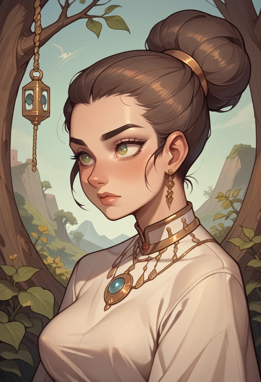 Hestia Physical Characteristics: Hestia is the goddess of the hearth and hearth. She is generally described as a calm and welcoming woman.. Their hair is long and brown, often tied up in a simple bun. Your eyes are brown or gray, conveying a sense of peace and calm. Hestia has a slender figure, with a serene and graceful posture. She is often portrayed in simple, modest clothing., reflecting his humble nature and his devotion to home.