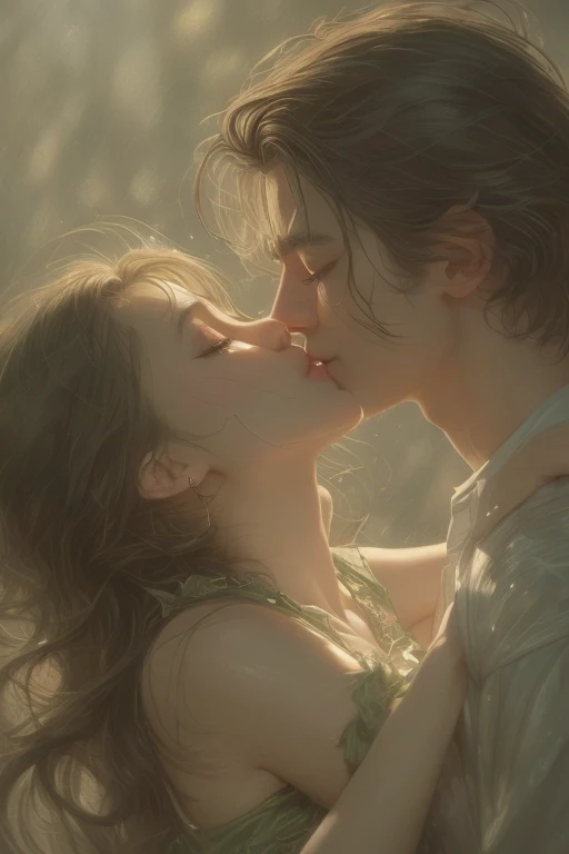 Soft lighting、Dramatic Shadows、A calming color palette、

Couple: Blond man (expensive, Statue-like, good looking, A brave young man with blue eyes, Curly blonde, Wearing an antique grey military uniform) He embraces the dark-haired woman (Sensual woman、Beautiful and detailed、Beautiful and delicate lips、Highly detailed face、Long eyelashes、Elegant appearance、Gothic Dress、A beautiful young femme fatale, she has blackberry eyes, Black panties、Sensual pose、Bold Pose、The skin is damp、sweating、Expressions of Ecstasy、Heavily wet、With water droplets). They are in love with each other. Sketch of、Beautiful Face, Beautiful Face立ち, Perfect image, , Full body image, Detailed Images, Highly detailed illustration, Carefully drawn.Watercolor