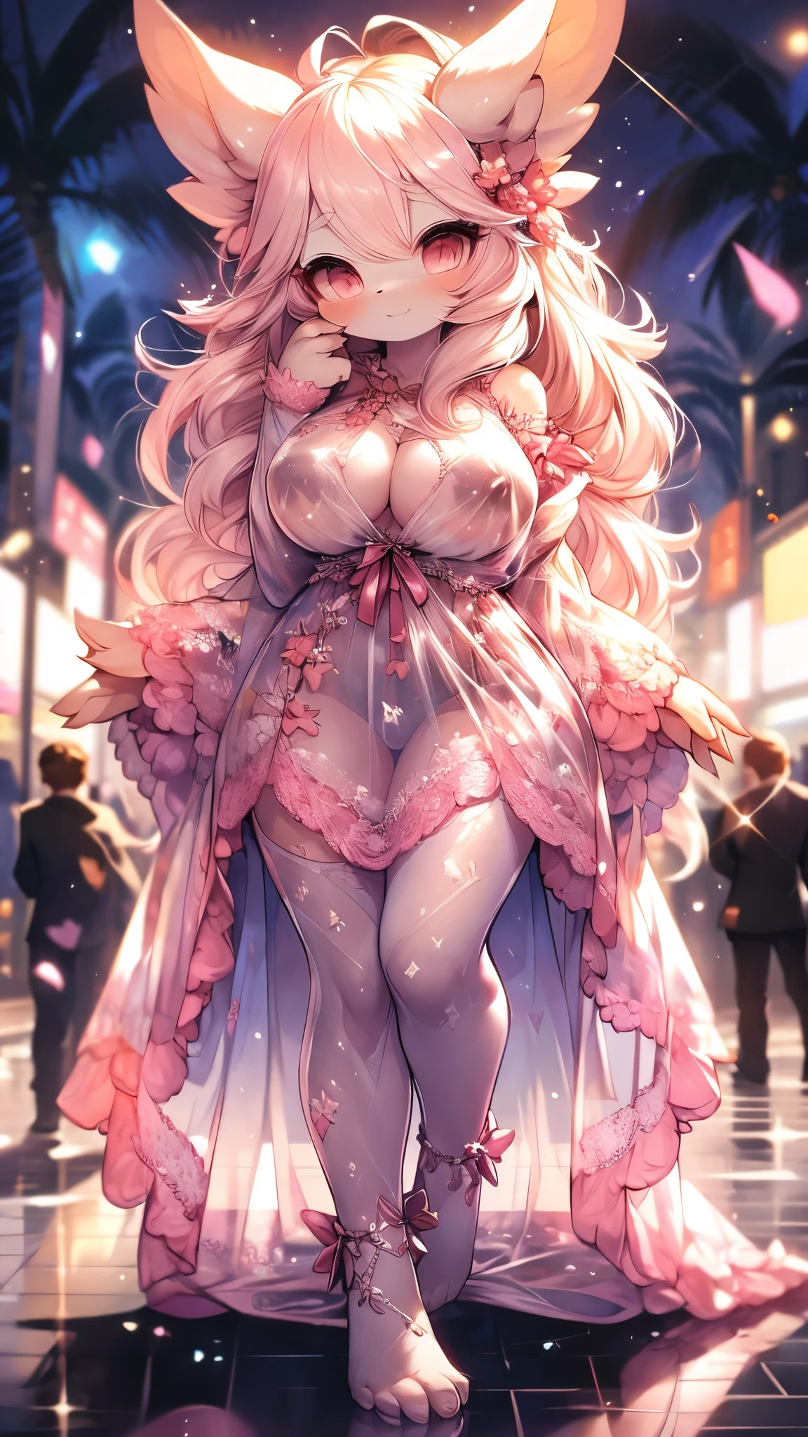 underwear, cheeky, too sexy, beast, Transparent Pajamas, Transparent dream dress, Translucent Dress, 穿Transparent Pajamas, Full length view,Transparent flowing robe, Luxe Long Sheer Dress、Pink Areola